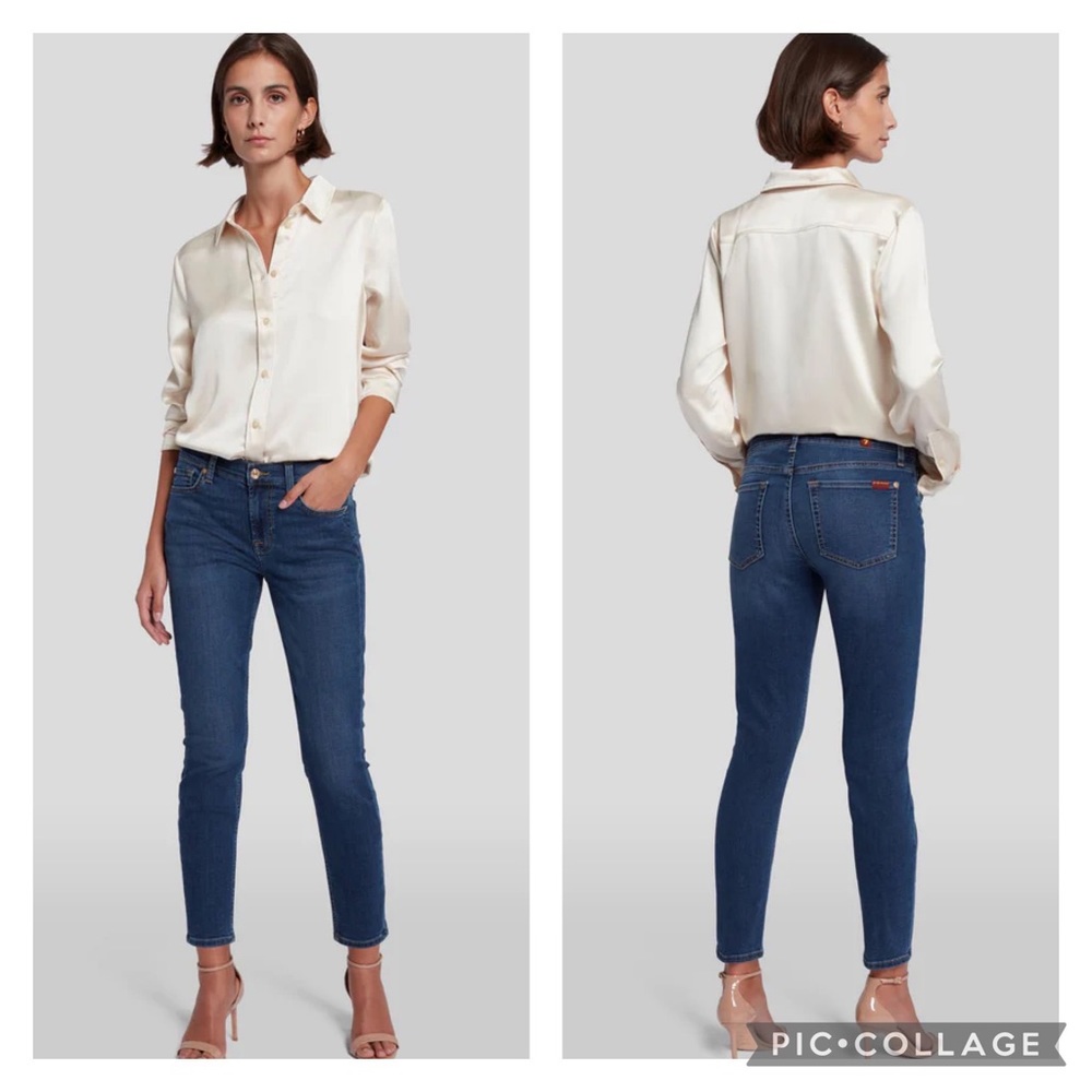 7 For All Mankind B(AIR) The Ankle Skinny IN DUCHESS Dark Wash Size 32”